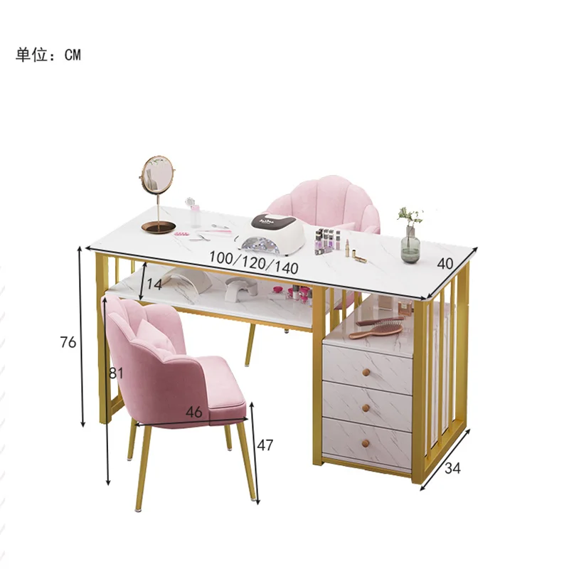 Description Picture 2 of itemLight Luxury Nail Tables Salon Furniture Modern Shop Table And Chair Set Single Double Professional Manicure U