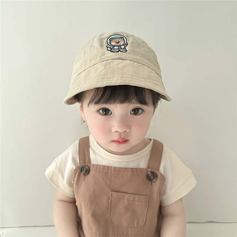Summer Baby Baseball Hats Lovely Cartoon The Outer Space Bear Pattern Sun Hat For Kids Boys Girls Thin Quick-drying Children Pea
