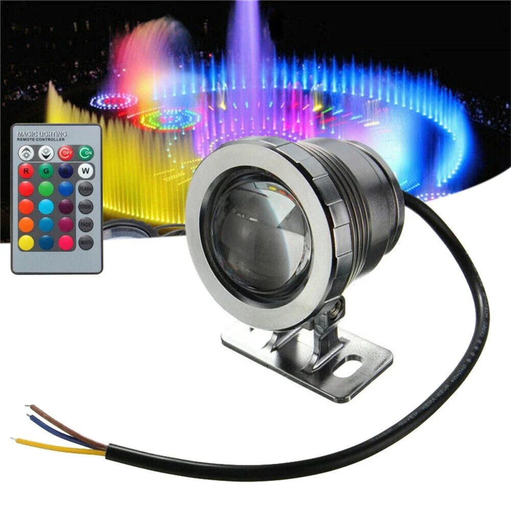 

RGB LED Pond Lights Waterproof 110V 220V 10W Super Bright Submersible Fountain Lights With Remote Underwater LED Fish Tank Light