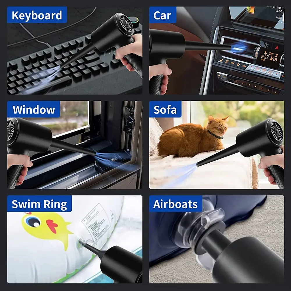 Comprar TISHRIC-soplador de aire para teclado de ordenador, limpieza de  coche, 68W, 51000 RPM, desempolvado para migas de PC, Kit de limpieza de  teclado de coche