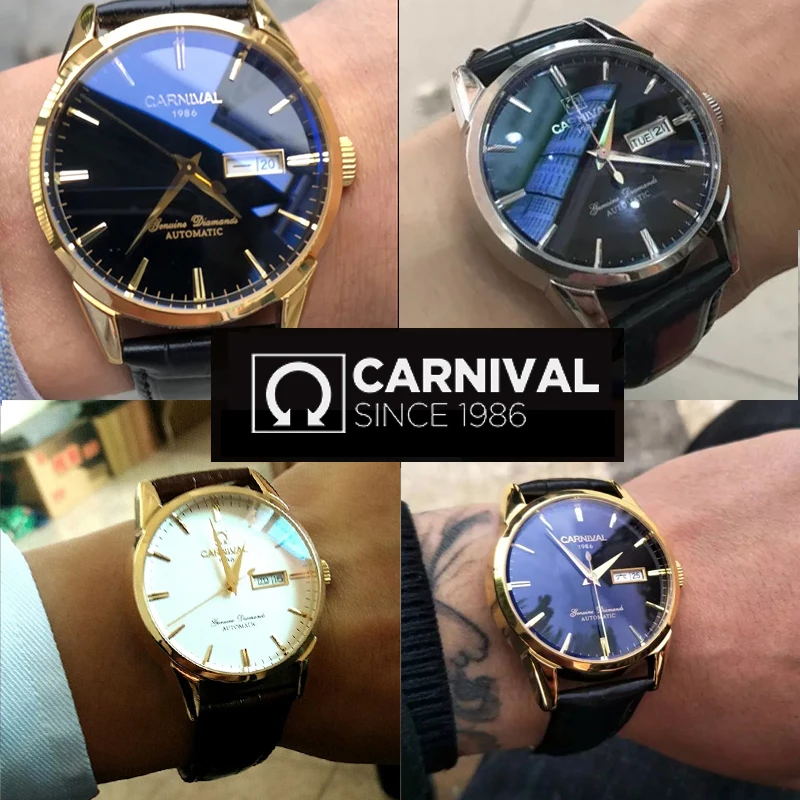 CARNIVAL Brand 2022 Hot Luxury Mechanical Watches Men Leather