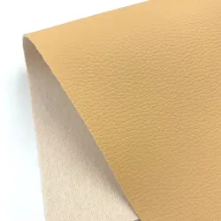 Litchi Textured Faux Leather Fabric for DIY Crafts and Upholstery (Beige)