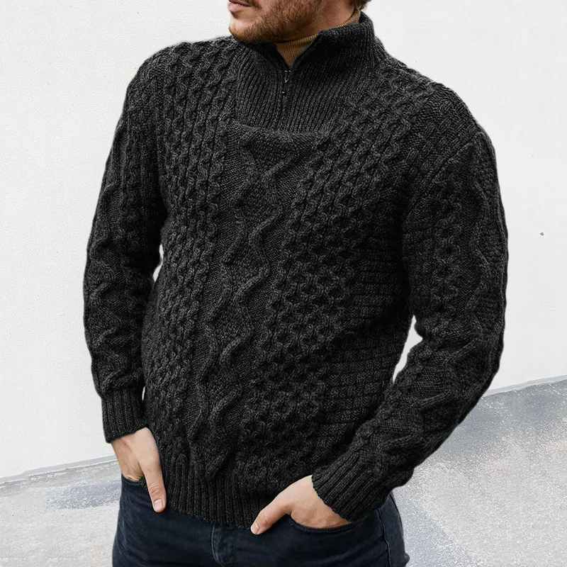Men's Knitwear 2023 Autumn And Winter New Zip-Up Turtleneck Long-Sleeved Floral Large-Size Sweater