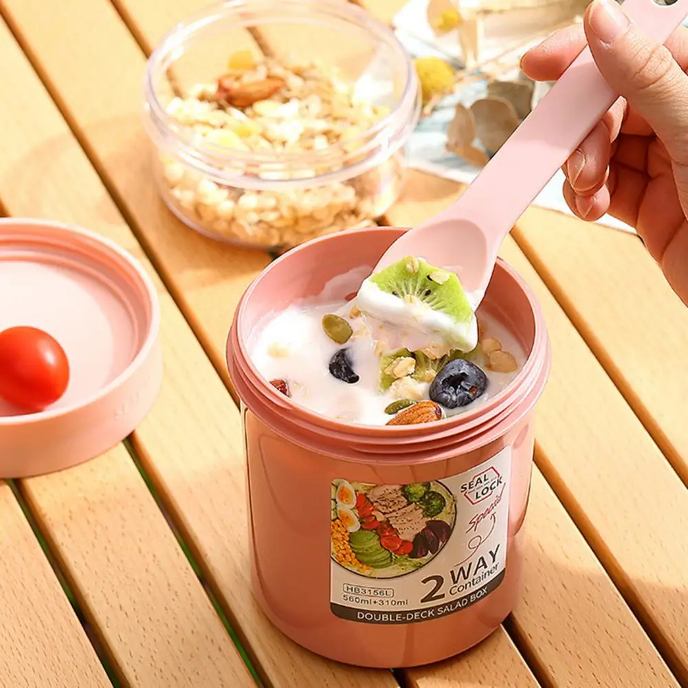 Oatmeal Container Portable Cereal Cup | Yogurt Containers with Lids with Spoon | Airtight Travel Cereal Bowl and Milk Container, Size: 310+760ml