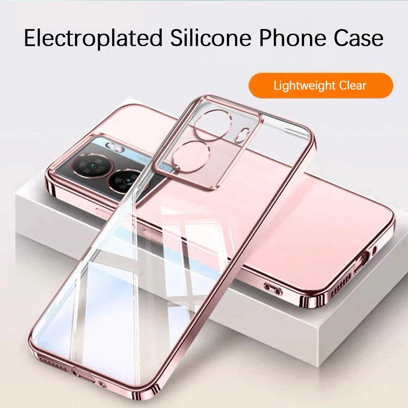Premium Transparent Plating Silicone Phone Case - Soft Luxury Bumper Cover