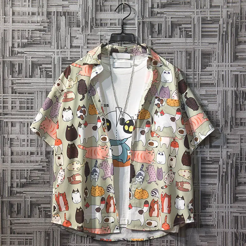 Printed Shirts And Blouses For Men Colourful Hip Hop Clothing Geometric Funny Man Tops Hawaiian Graphic With Pocket Floral Xxl S 3