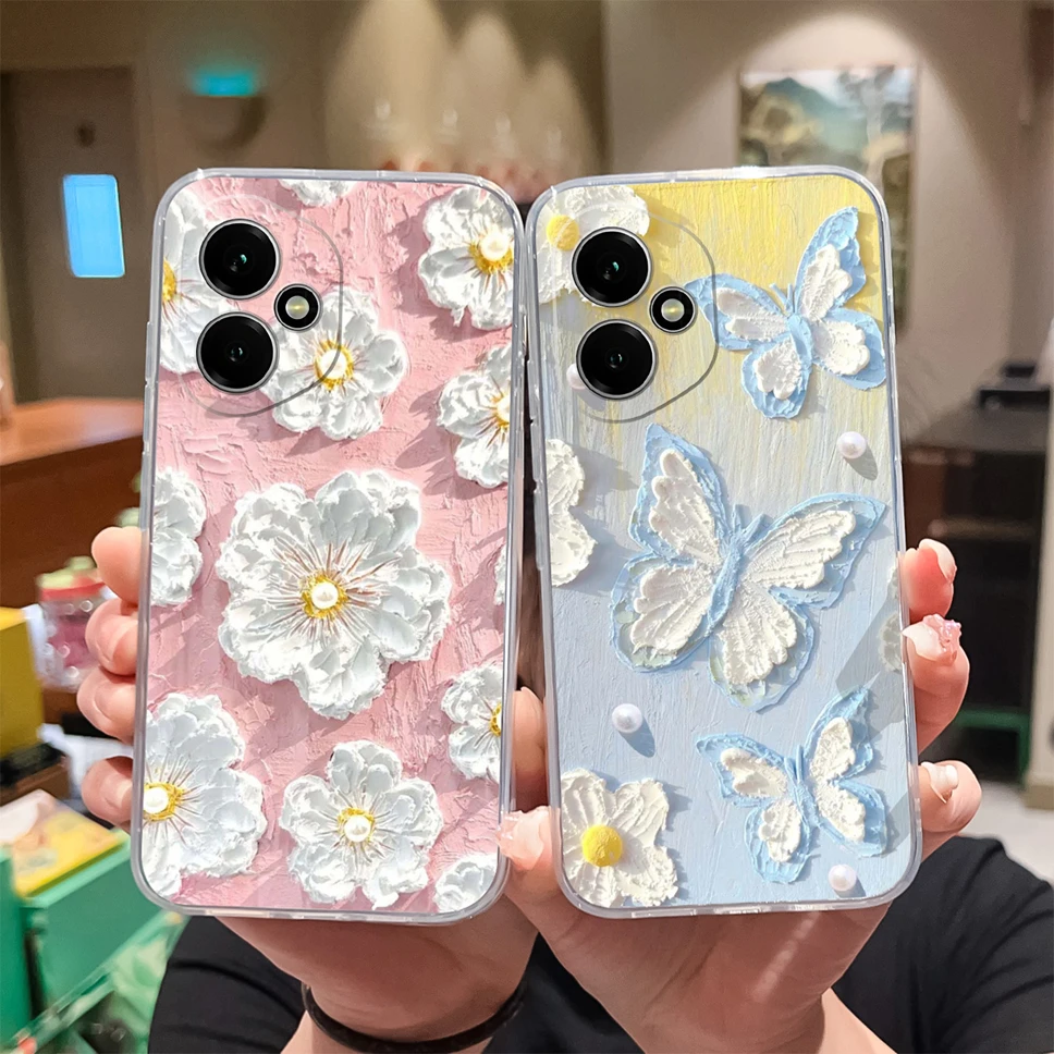 Elegant Floral Transparent Shockproof Phone Case - Soft TPU Silicone Back Cover