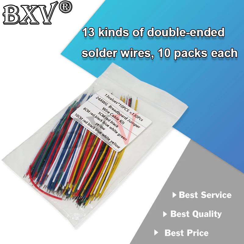 130 Pz 6 Colori Pvc Cavo Elettronico 5Cm 8Cm 10Cm 24Awg Breadboard Jumper Wire Cable Kit Bxv Stagnato Pcb Cavo Di Saldatura Flessibile