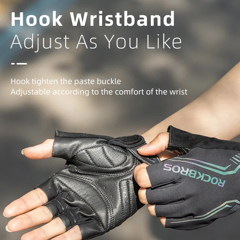 ROCKBROS MTB Road Male Cycling Gloves High Reflective Ant-slip Shockproof Fingerless Gloves For Bicycle Motorcycle Accessories 4