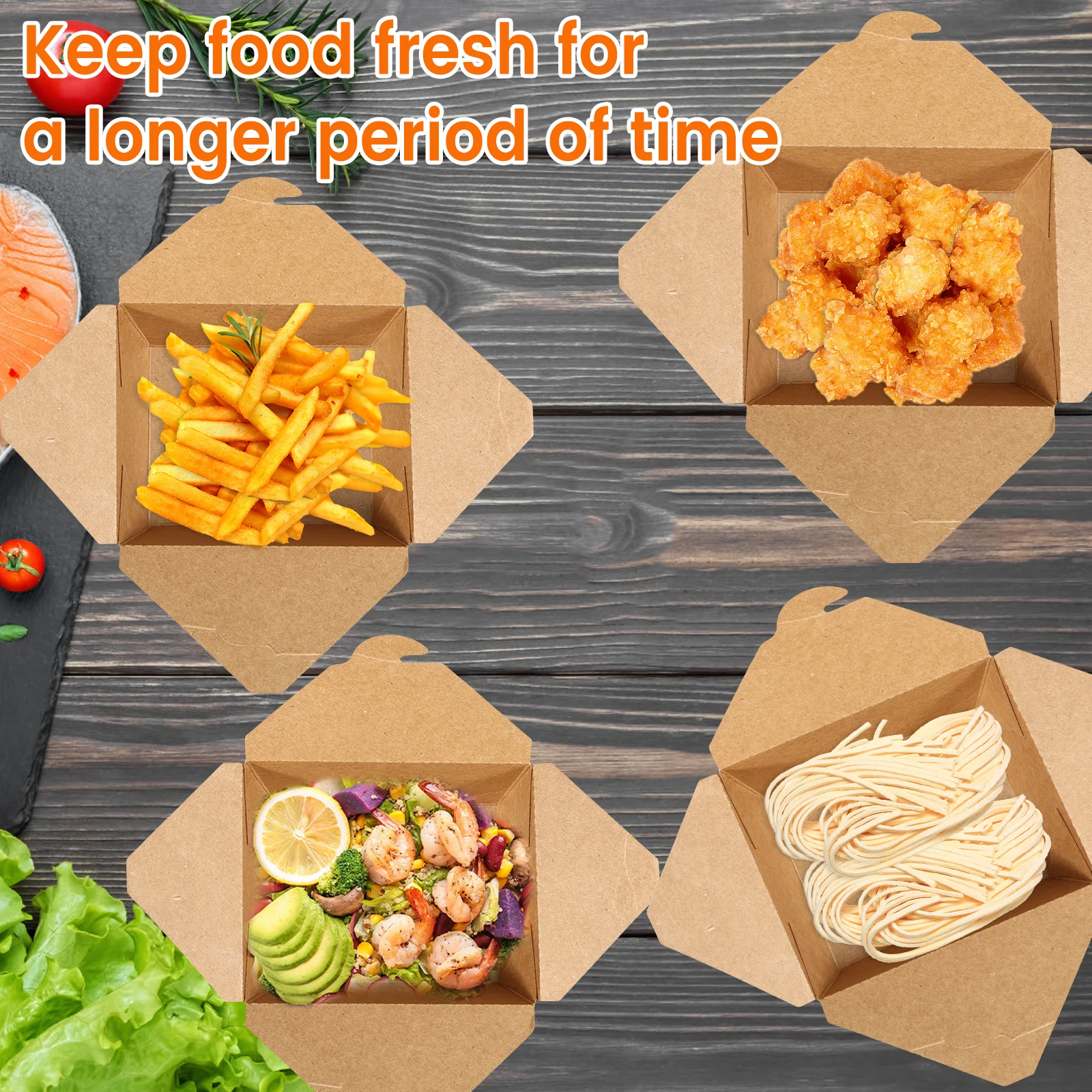 50Pcs Take Out Food Containers 30oz, Recyclable Food-Grade Paper To Go Boxes with Leakp... - SKU TOFC1606 - UGI Packaging