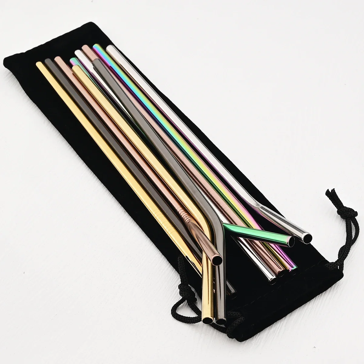 Deluxe Stainless Steel Reusable Straw Set with Cleaning Brush & Carry Bag - Eco-Friendly Drinkware Accessories
