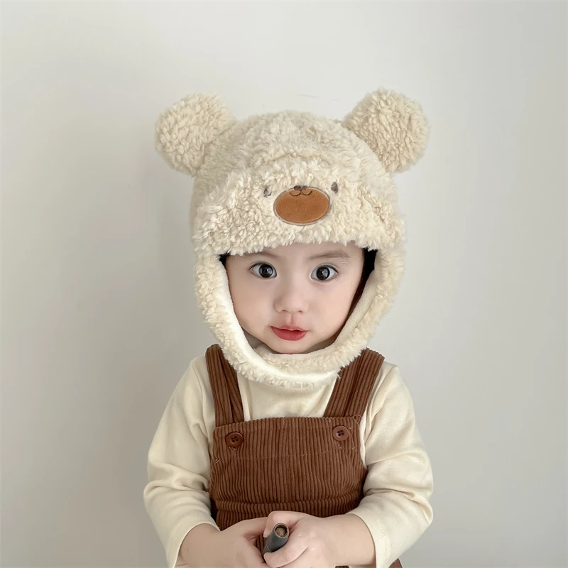 Baby Boy Hat Cute Pompom Baby Cap Beanie with Earflap Autumn Winter Warm Girls Hats Solid Hairball Kids Caps Bonnet 아기 모자