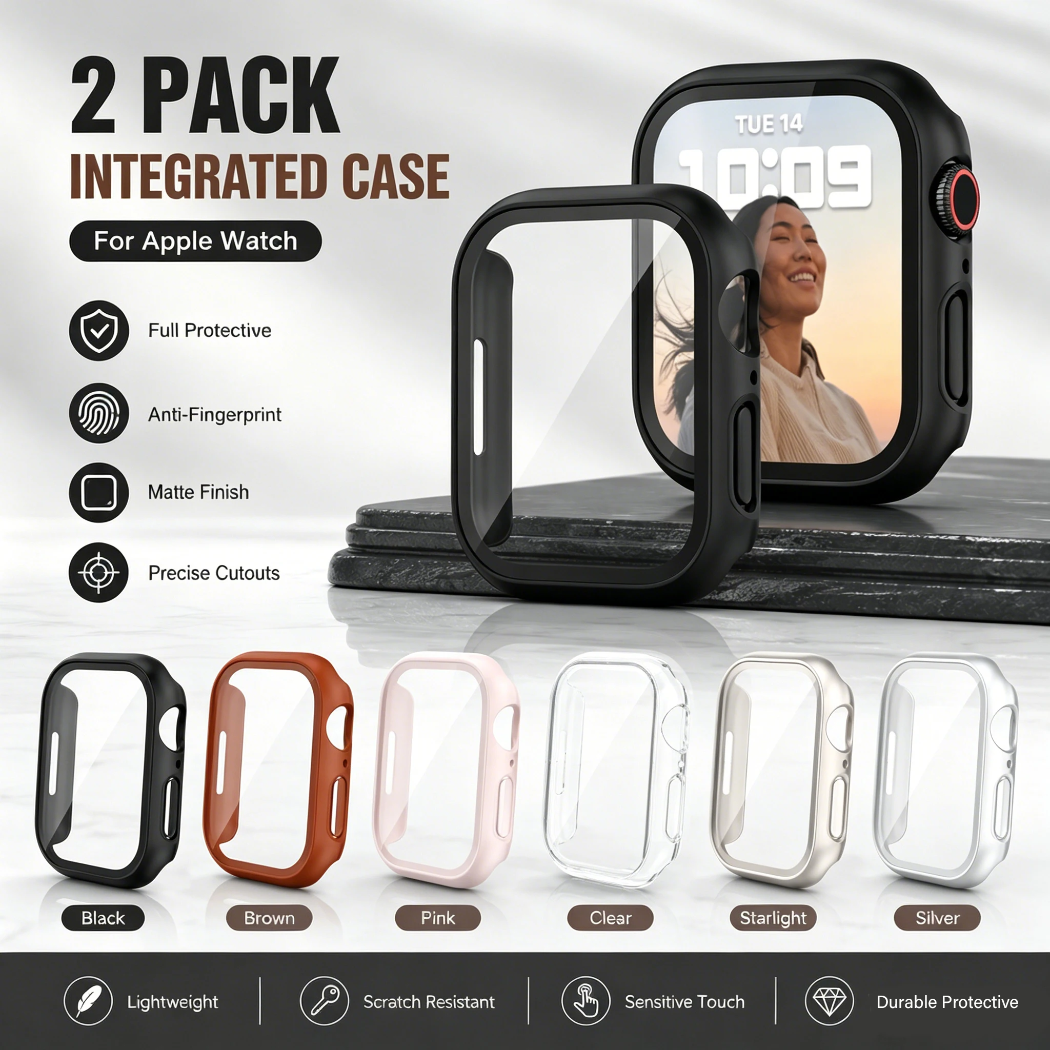 2-Pack Durable Shockproof Case with Tempered Glass Screen Protector