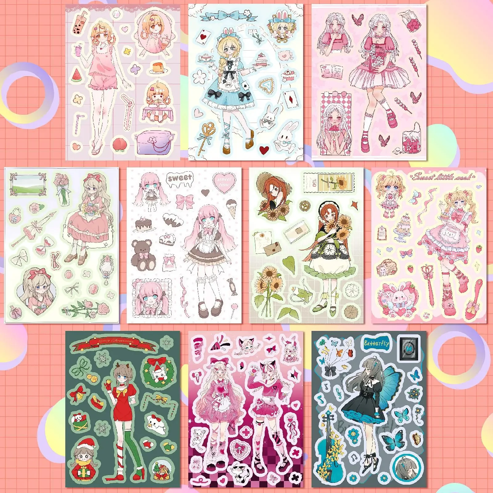 

10 шт./набор, наклейки с мультяшными персонажами