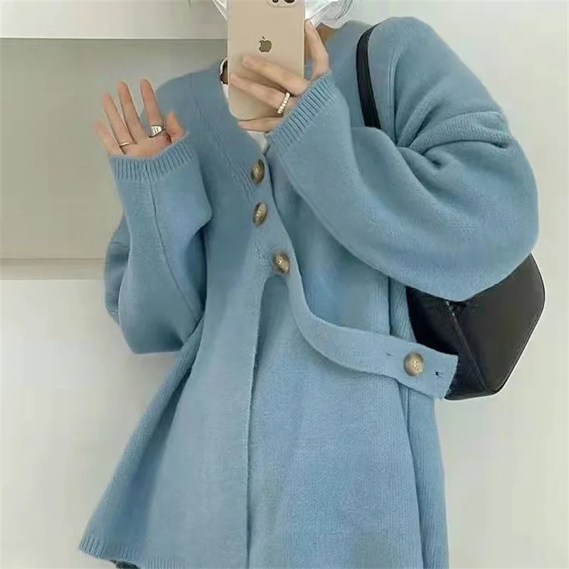 Women Loose Knit Sweater Coat Autumn Winter