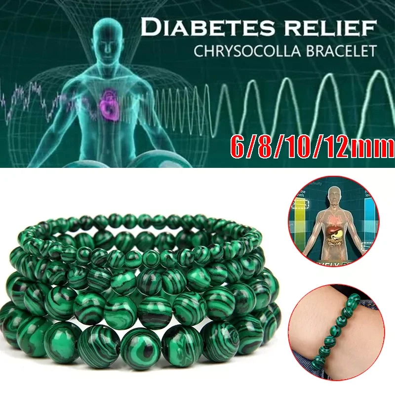

6/8/10mm Malachite Bracelets For Women Men Natural Stone Beads Bracelet Round Shape Diabetes Relief Energy Bracelet Jewelry