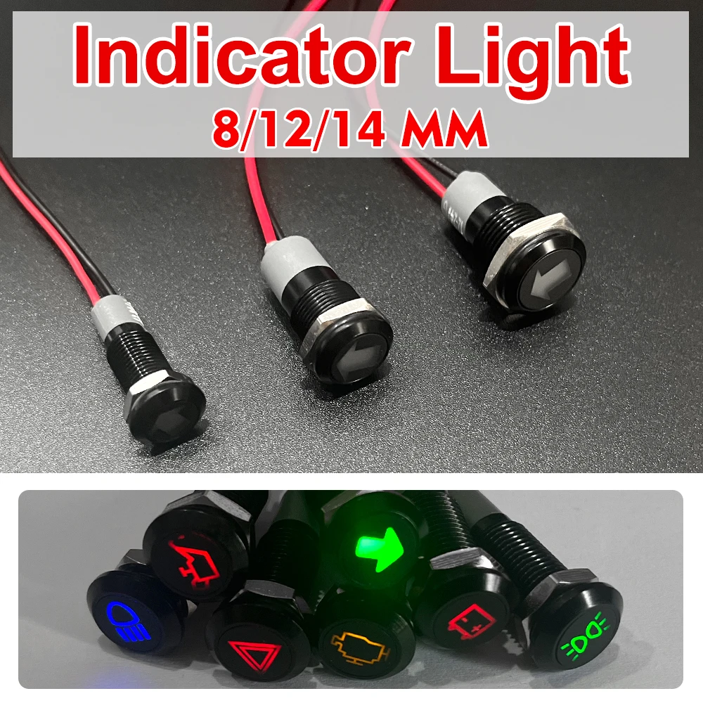 

Waterproof Lamp 8/12/14MM 12V 24V Car Boat LED Indicator Light Instrument Warning Dashboard Turn Signal Pilot Lights Customized