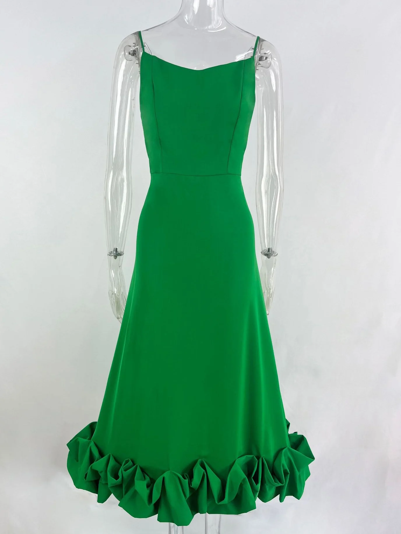 Green Spaghetti Strap Dress for Women 2024 Summer Pink A-line Big Floral  Hemline Party Dresses Elegant Party Dresses Vestidos - AliExpress 200000345