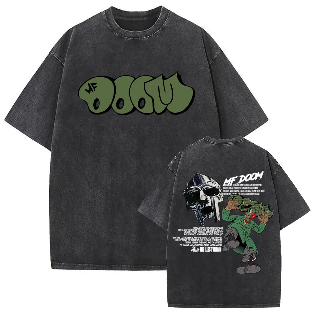 MF DOOM Washed Black Graphic T Shirt Hip Hop Rap Streetwear Unisex Tee