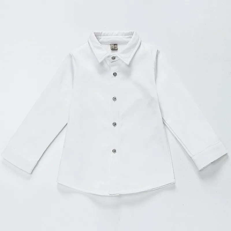 New Children Boys Shirts Cotton Solid Black&White Shirt With Tie Boys For 3-15 Years Teenage School Performing Costumes Blouse