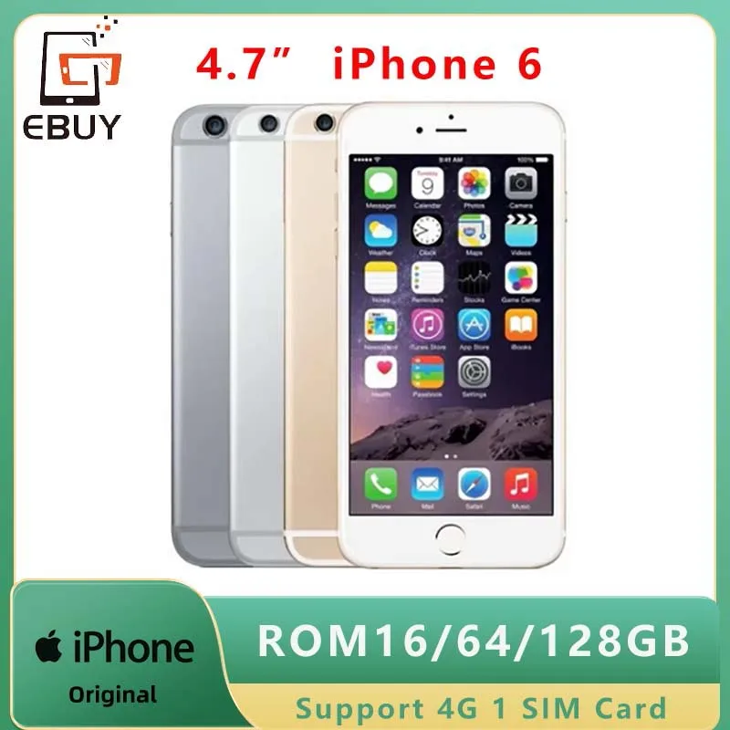 Original Apple iPhone 6 iPhone6 4.7" IOS A8 8MP ROM16/64/128GB Dual Core Fingerprint 4G LTE Unlocked Mobile Cell Phone iphone mobile phone