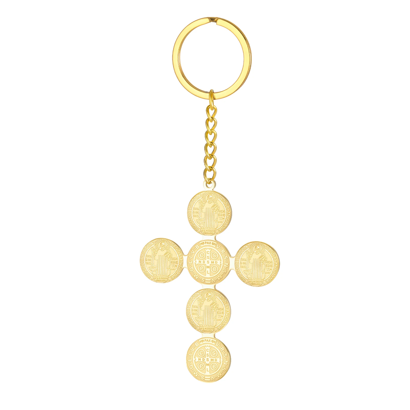COOLTIME Doppelseitiger Heiliger Benedikt-Kreuz-Anhänger, Schlüsselanhänger, Glücks-Talisman, Edelstahl-Schmuck, 2026, neue Ausgabe
