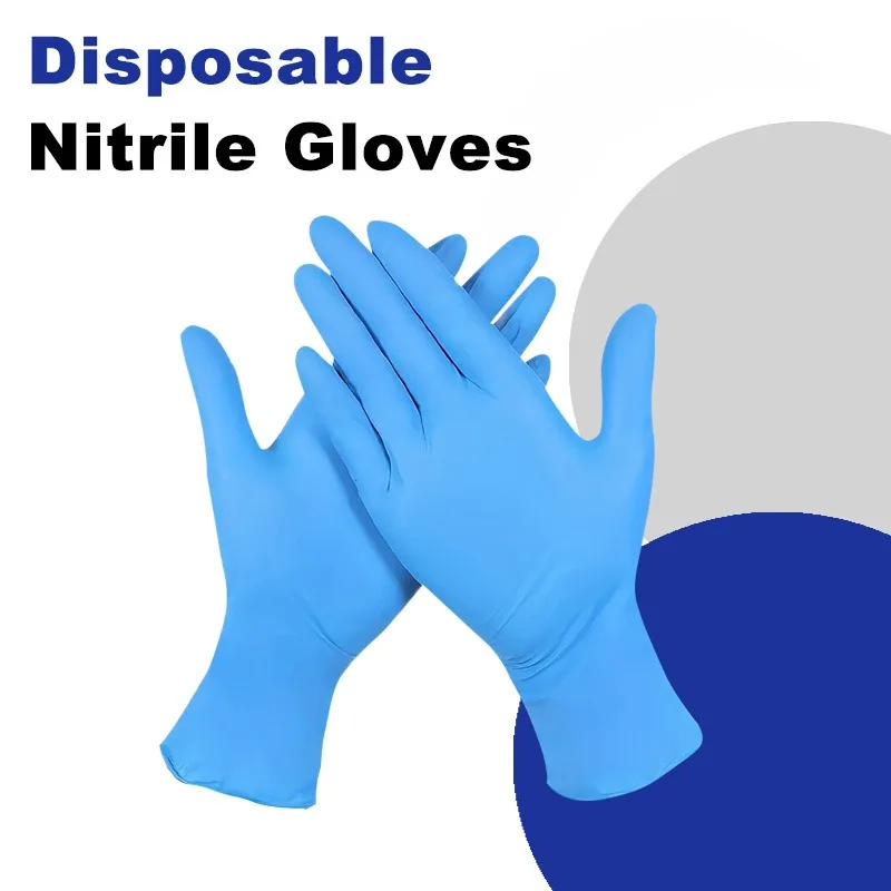50/100PCS Blue Nitrile Gloves Disposable Waterproof Durable Nitrile Gloves Tattoos Nails Pets Bathing Home Cleaning Tools 3