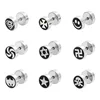 Stainless Steel Barbell Dumbbell Studs Earrings For Men Women Punk Gothic Pattern Earrings Fashion Piercing Jewelry Wholesale 3