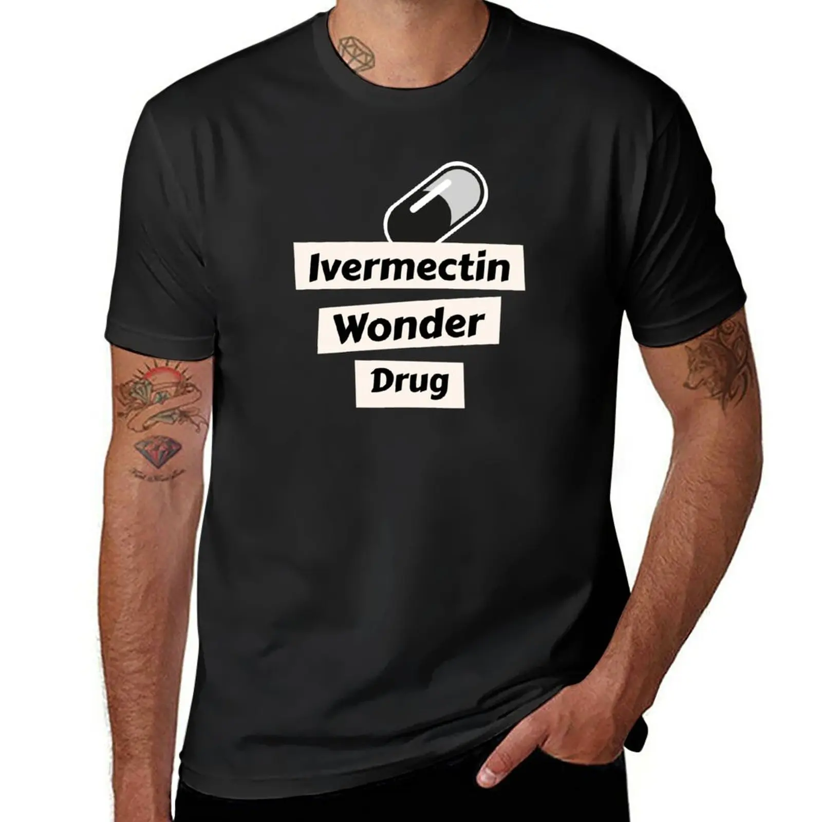 New Ivermectin Wonder Drug T-Shirt Graphic T Shirt Black T Shirt Boys Animal Print Shirt Funny T Men Clothing