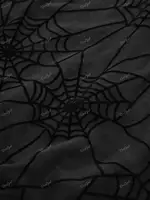 ROSEGAL Gothic Women Sexy Bodysuit Black Flare Sleeves Cold Shoulder Mesh Flocking Spider Web Lace Up O-Ring Lingerie Jumpsuit - Image 4