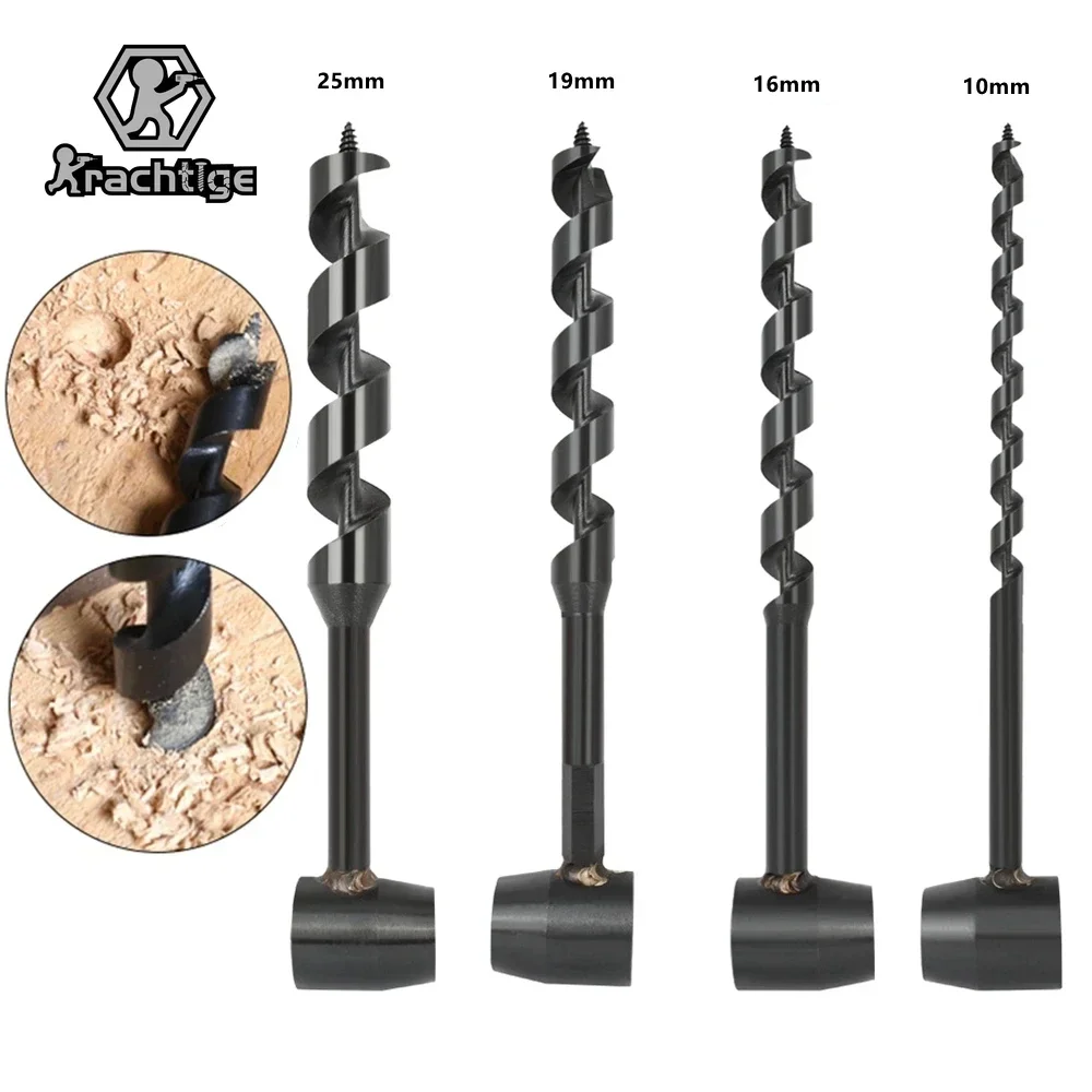 

Woodworking Extended Hand Drill 10mm 16mm 19mm 25mm Circular Hole Deep Hole Drill Black Four Blade Drill Hand Tool