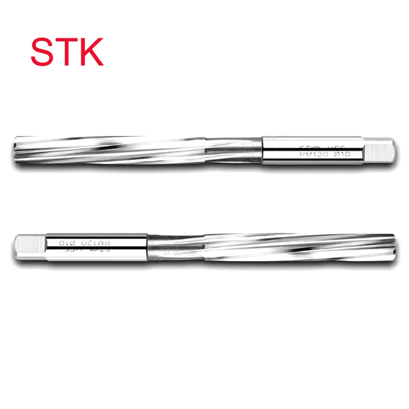 Japan Original STK 1PCS HSS Hand Reamer Chucking Machining Tool Spiral Flute Cobalt Cutting H7 Shank Diameter 2-16 mm