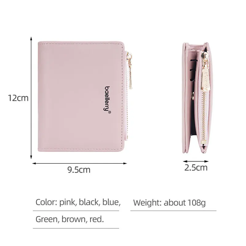 Baellerrery Short Women Wallets Name Engraving Zipper Coin Pocket Brand Female Wallet High Quality Card Holders Women's Purse