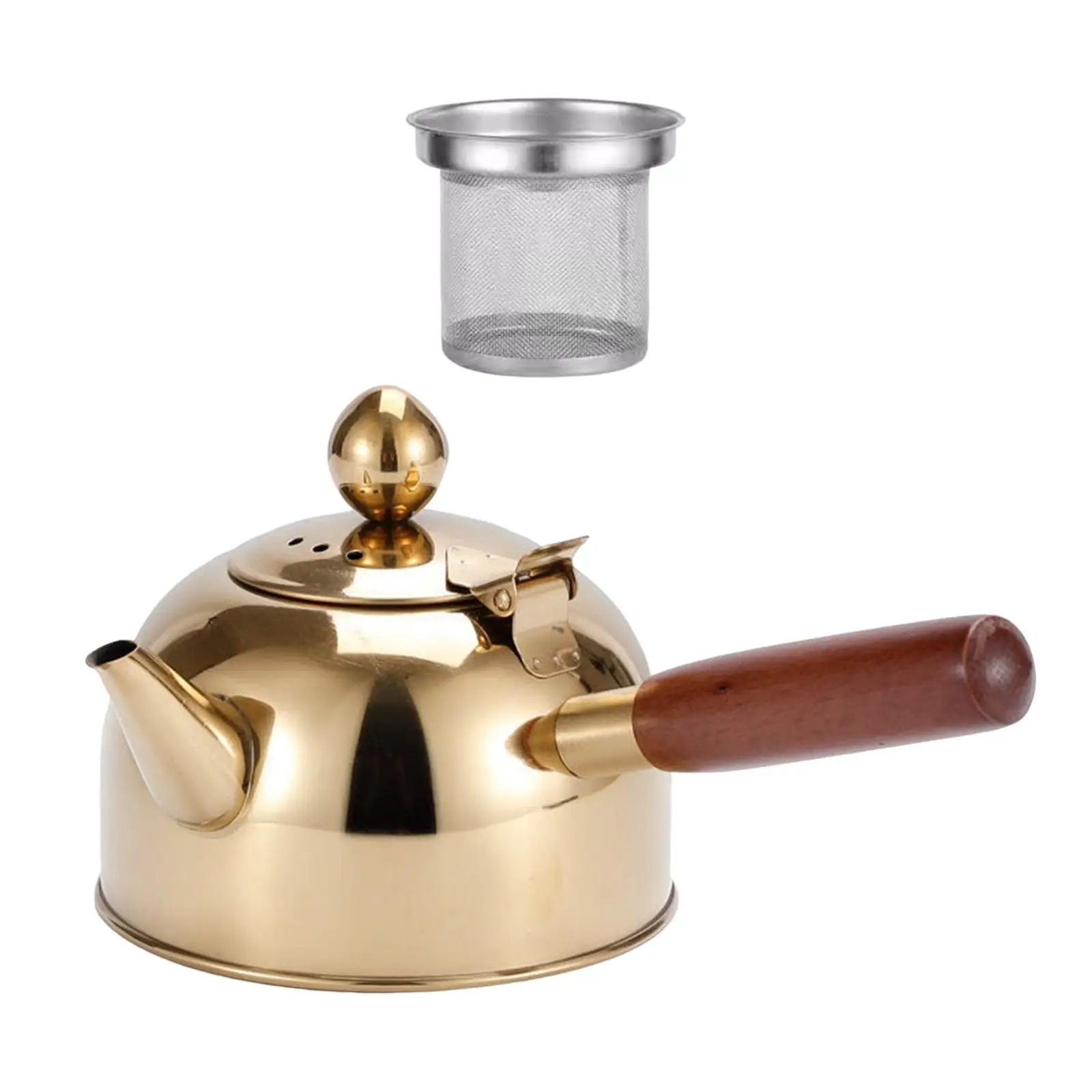 Portable Tea Kettle with Wood Handle Teapots Pot Jug Large Capacity Flat Bottom for Picnic Household Restaurant Kitchen Stovetop Portable Tea Kettle with Wood Handle Teapots Pot Jug Large Capacity Flat Bottom for Picnic Household Restaurant Kitchen Stovetop