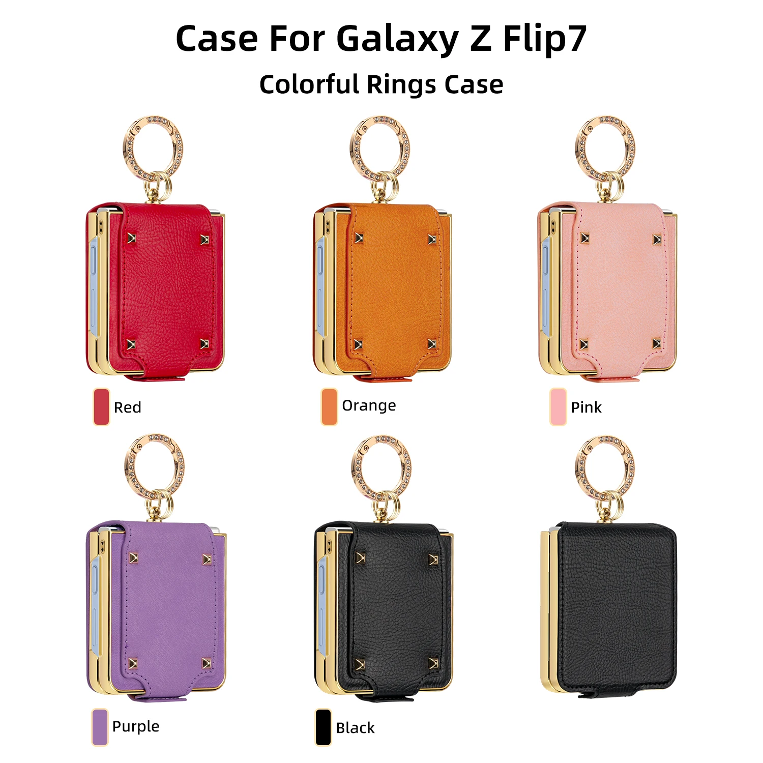 Vietao Gold Electroplated Leather Phone Case with Finger Ring