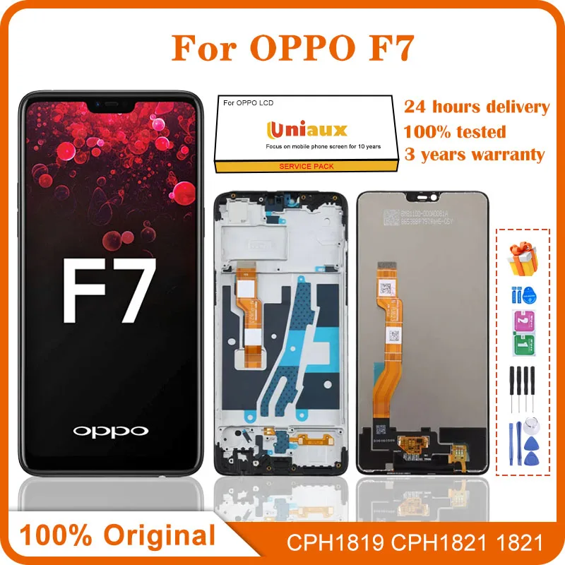 Оригинальный дисплей 6,23 дюйма для OPPO A3 F7, ЖК-дисплей с рамкой для OPPO F7 CPH1819 CPH1821 A3 CPH1837, дисплей с сенсорным экраном в сборе