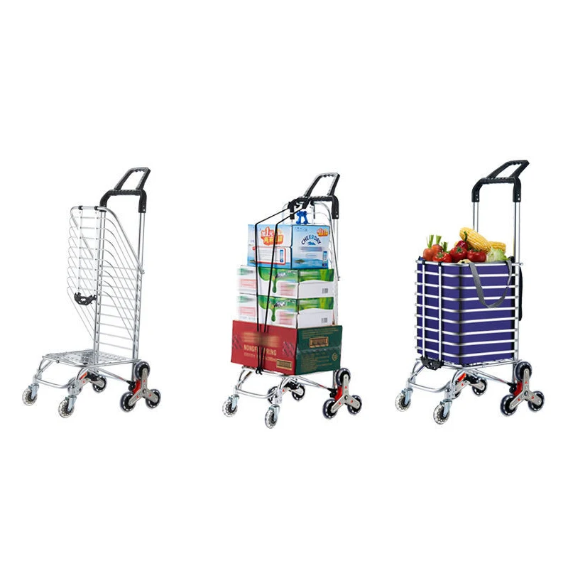 Carrito de compras para subir escaleras de gran capacidad, carro ligero de  aleación de aluminio portátil plegable con ruedas de varilla telescópica,  35L - AliExpress