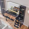 48" Fluted Makeup Vanity Desk with Large 36" Mirror and Lights, Modern Glass Top Big Vanity Table with 5 Drawers & Adjustable 4