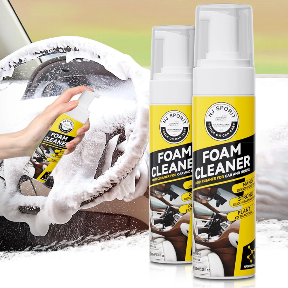 

200ml Car Interior Foam Cleaner Spray Powerful Decontamination Leather Seat Plastic Part Foam Cleaning Auto Maintenance Tool
