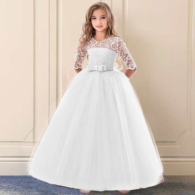 Embroidered White Children's Dress  Kids Wedding Dresses Girls - Child  Style White - Aliexpress