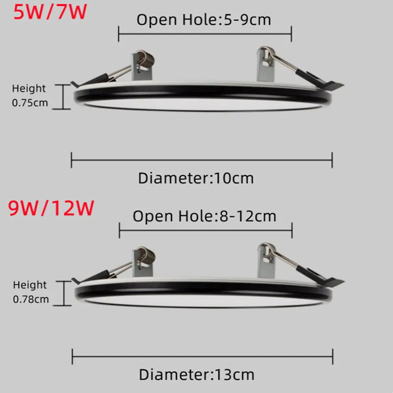 조도 조절식 모던 표면 장착 LED 다운라이트 AC85-265V, 주방 침실 통로 로비 서재 램프, 5W, 7W, 9W, 12W