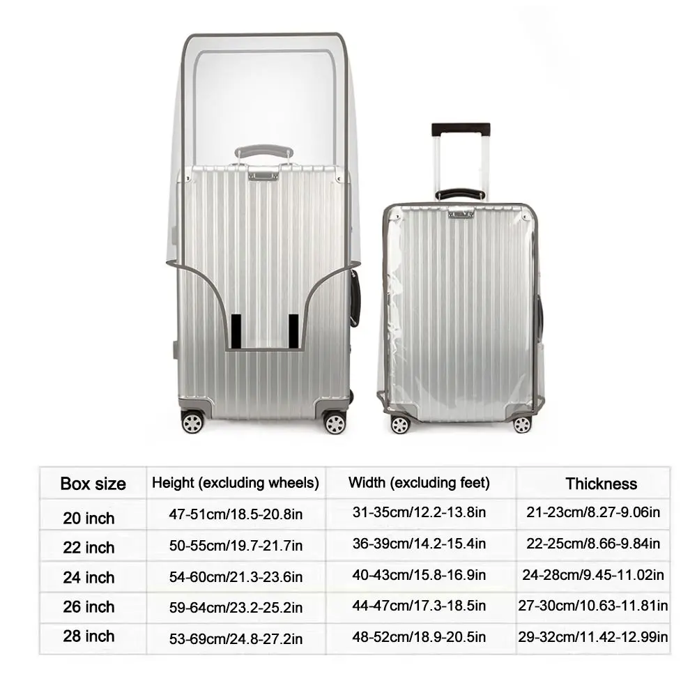 16-28 Inch Travel Luggage Cover PVC Transparent Luggage Protector Cover Waterproof Dustproof Suitcase Protector Luggage Cover