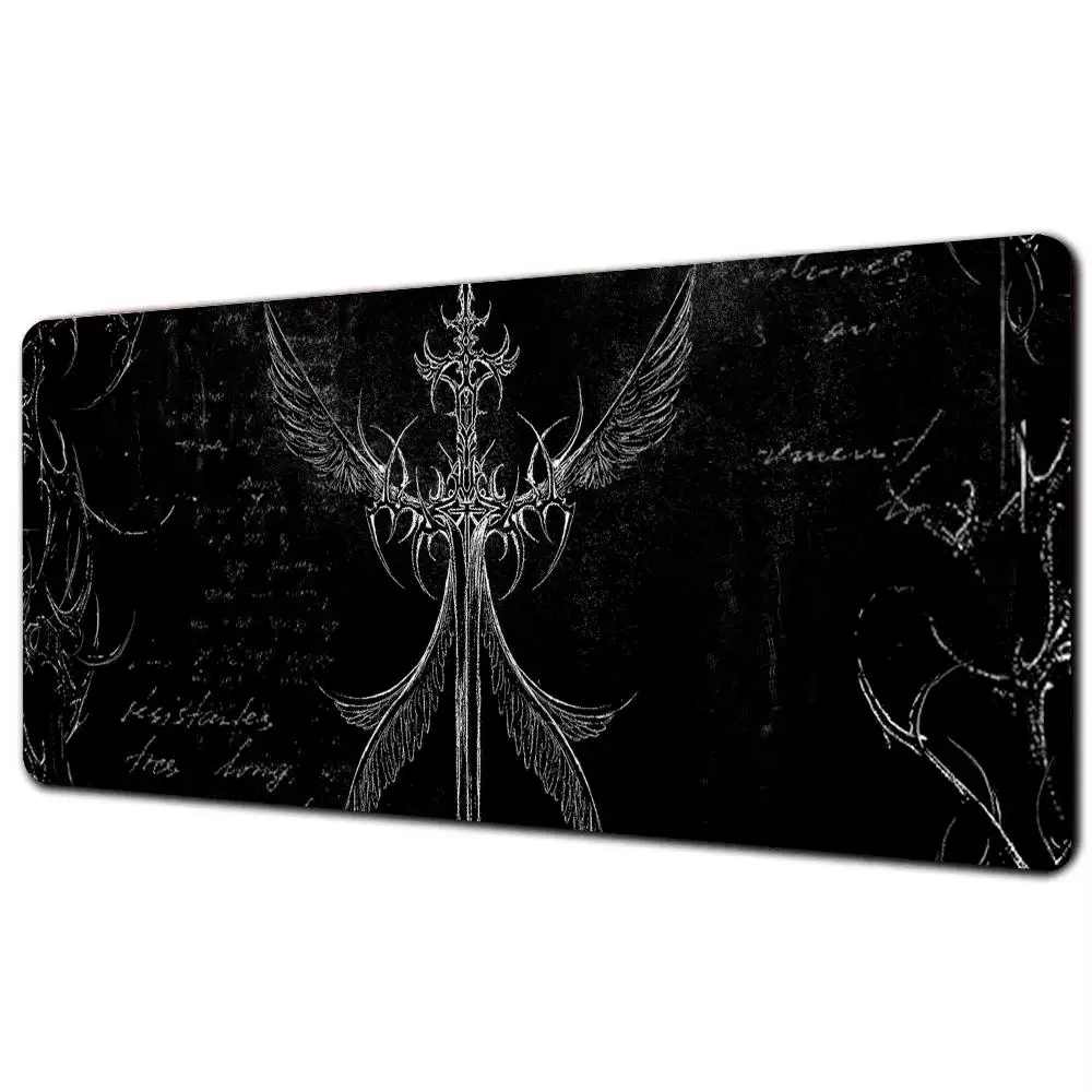 Grand tapis de souris de jeu épée, noir, pour clavier, Long, pour bureau, Art foncé, antidérapant, accessoires pour ordinateur de maison, XXL - AliExpress