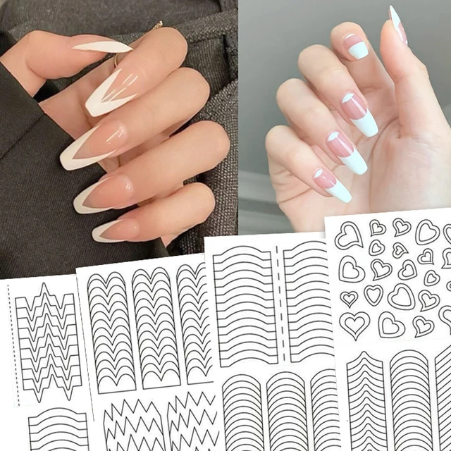 5pcs nail Art French Tip Stencils Nail Stickers Tips Guides for Easy Manicures, Nail Polish Application - AliExpress for Free Printable French Tip Template