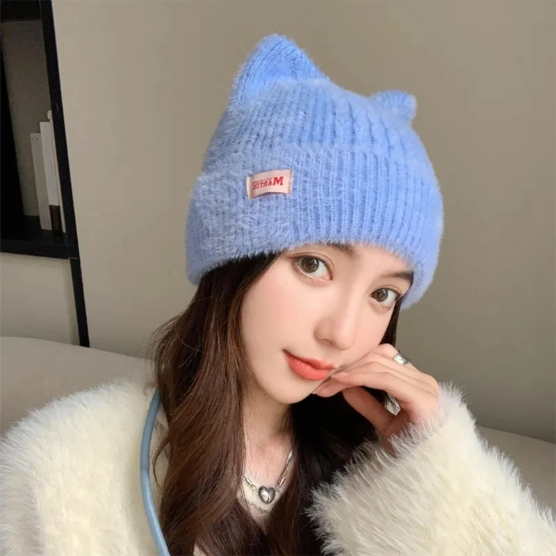 Knitting Warm Ear Beanie Hat Skull Sports Headwear Women Accessories