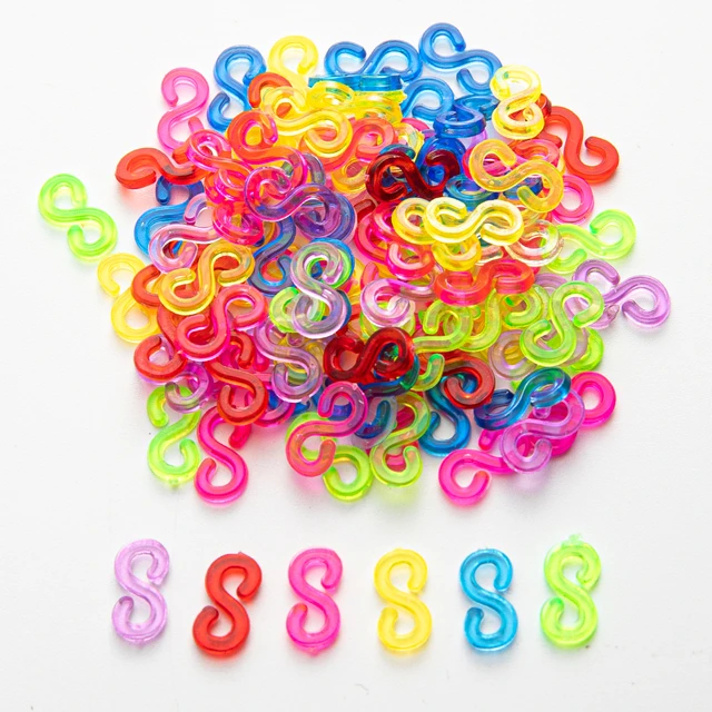 1000pcs colourful/clear C/S-clips for rubber bands loom bracelet plastic  clasps for bracelets connector diy jewelry findings - AliExpress