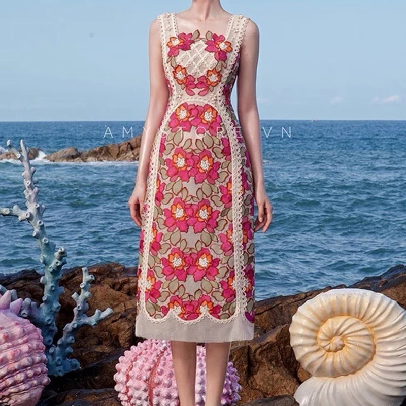 

Женское кружевное платье с вышивкой, модельное привлекательное летнее платье с открытой спиной, женское лоскутное платье миди в стиле бохо для вечерние, 2022