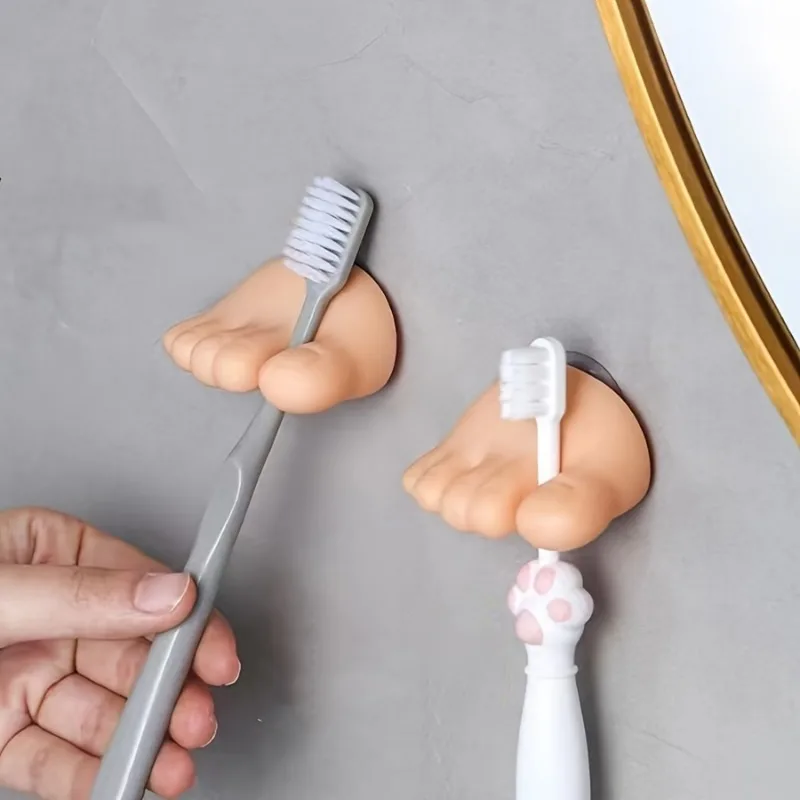 2Pcs Multifunctional Suction Cup Toothbrush Holder Funny Bathroom Decoration Storage Rack Small Clip toothbrush holder