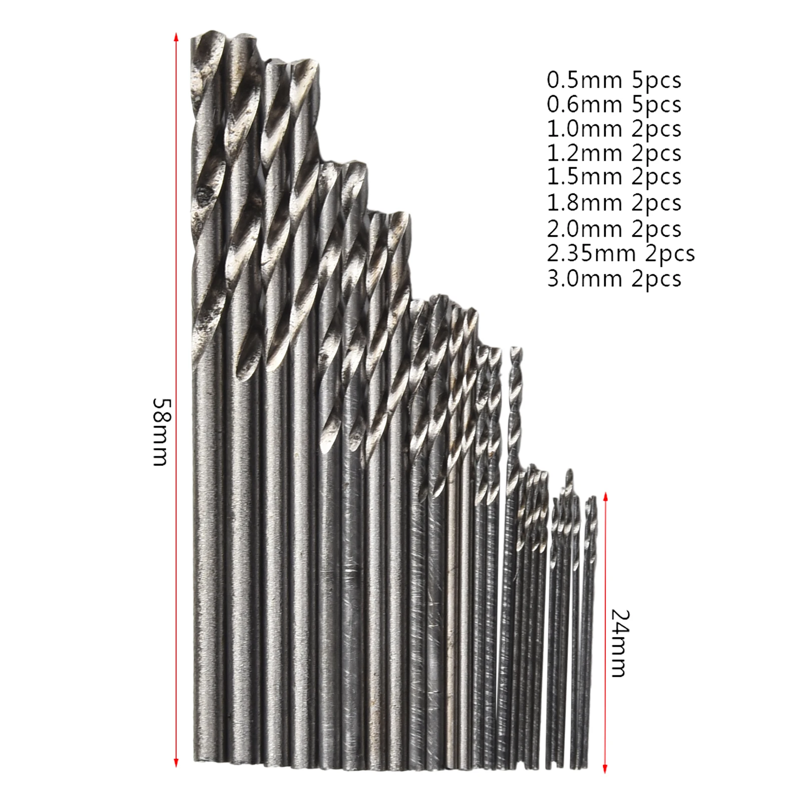 

25pcs 0.5-3.0mm HSS Drill Bit Set High Speed Steel Straight Shank Drill Bits Hole Saw Cutter For Wood Steel Metal Alloy Drilling