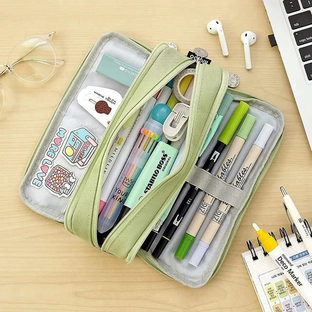 MOHAMM-Large Capacity Pencil Case, Large Storage, Pen Pouch, Canvas  Multifunction Pencil Bag with Zipper, Cosmetic Bag, 1Pc - AliExpress